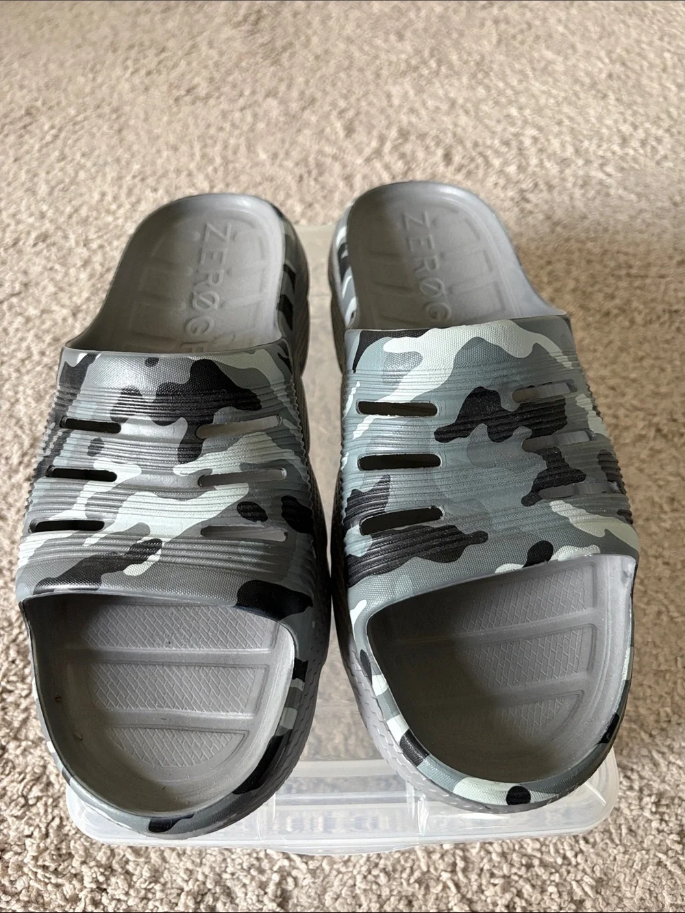Cole Haan Grey Camo Zerogrand Slide Sandals